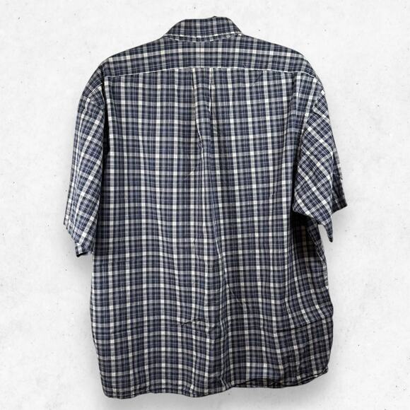 Ralph Lauren Blake Short Sleeve Men's L Checkers Blue/Gray Cotton Button Shirt - Picture 2 of 4